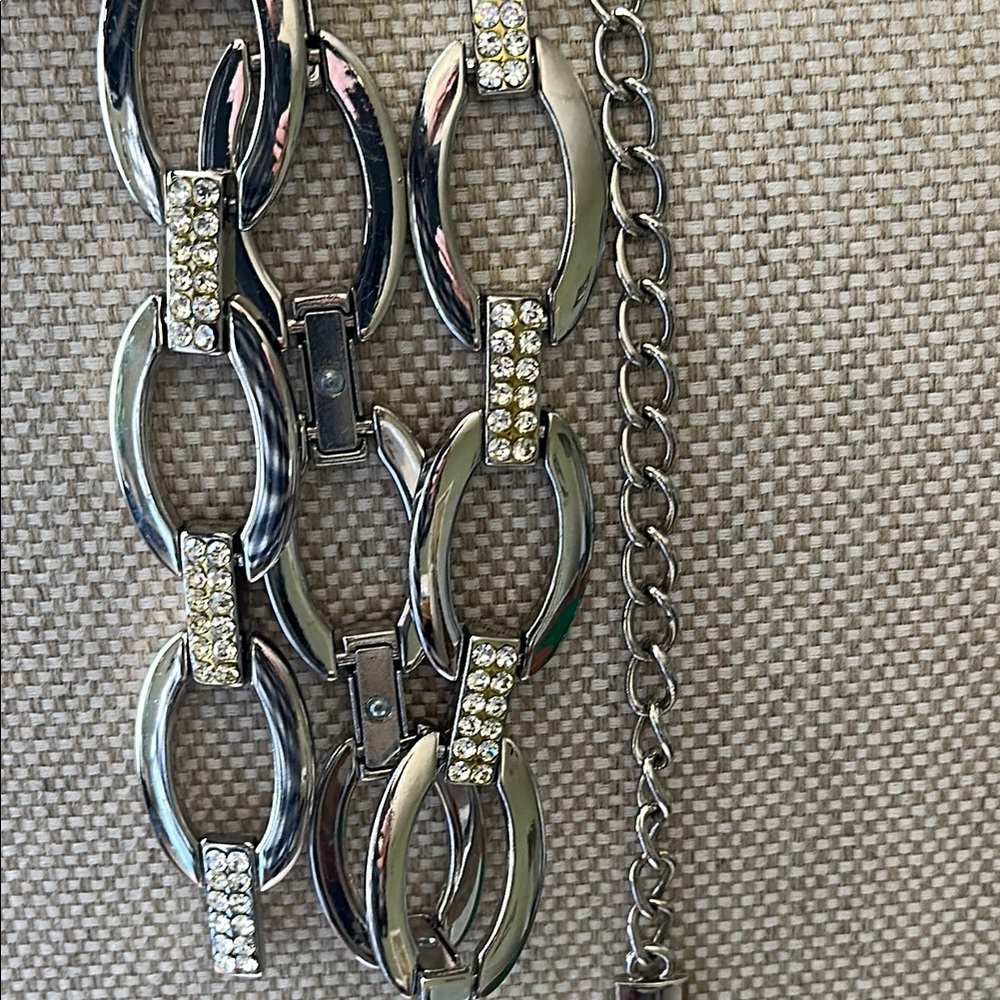 Chain Belt - Rhinestone Silver chain belt - adjustable length